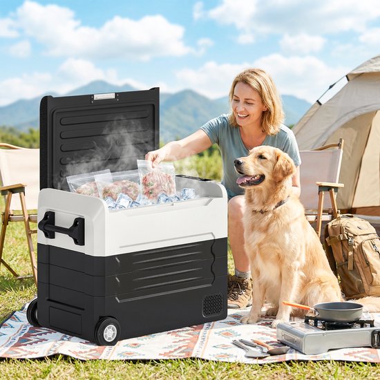 compressor koelbox - Elektrische Koelbox -draagbare compressor koelkast - 50L - dubbele zone, 72,6 x 39 x 51,3 cm - zwart — afbeelding 2