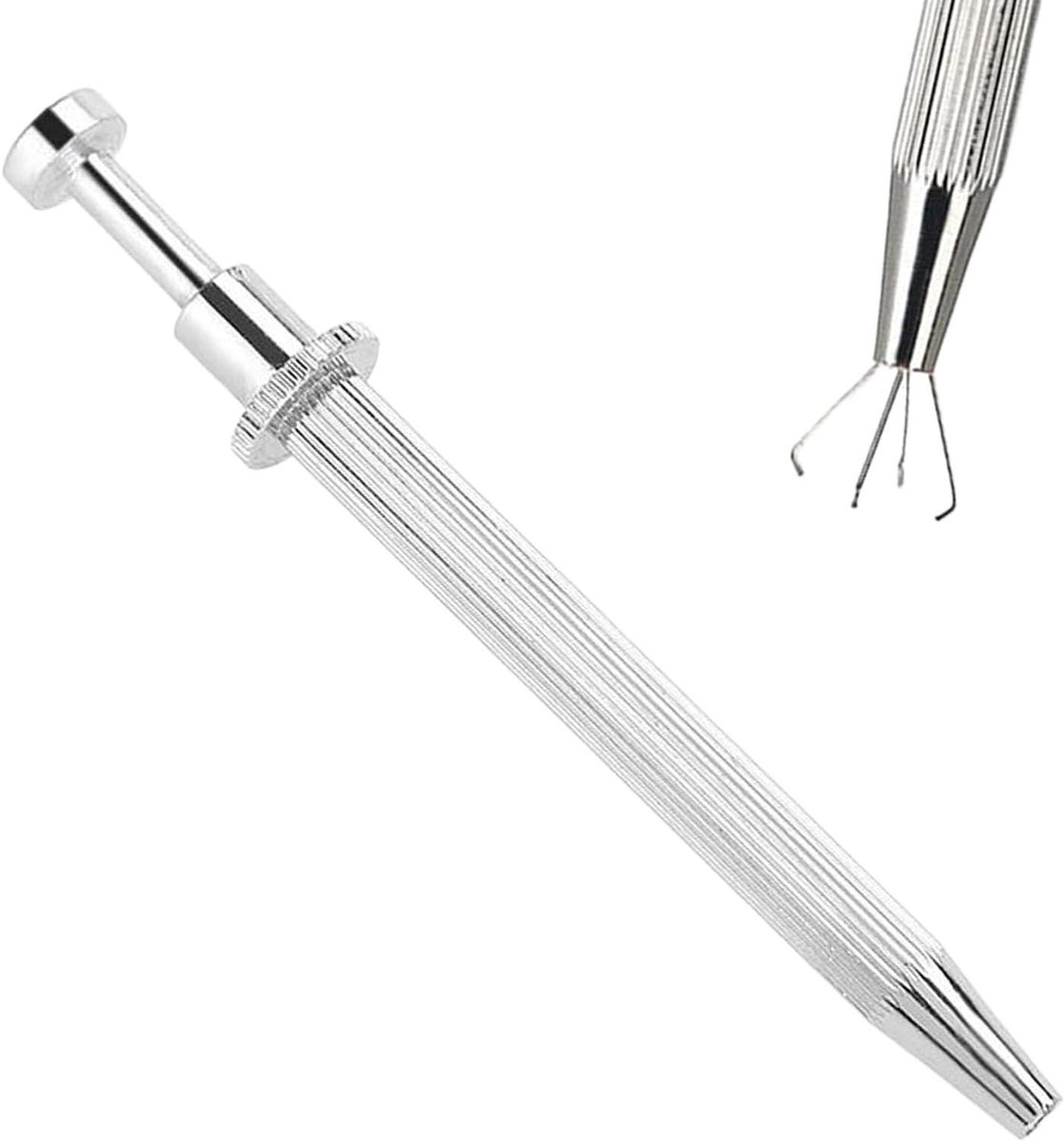 Edelsteen Pincet - Grabber Catcher - Sieraden Maken - Vier Klauw Structuur - 12 cm - Zilver