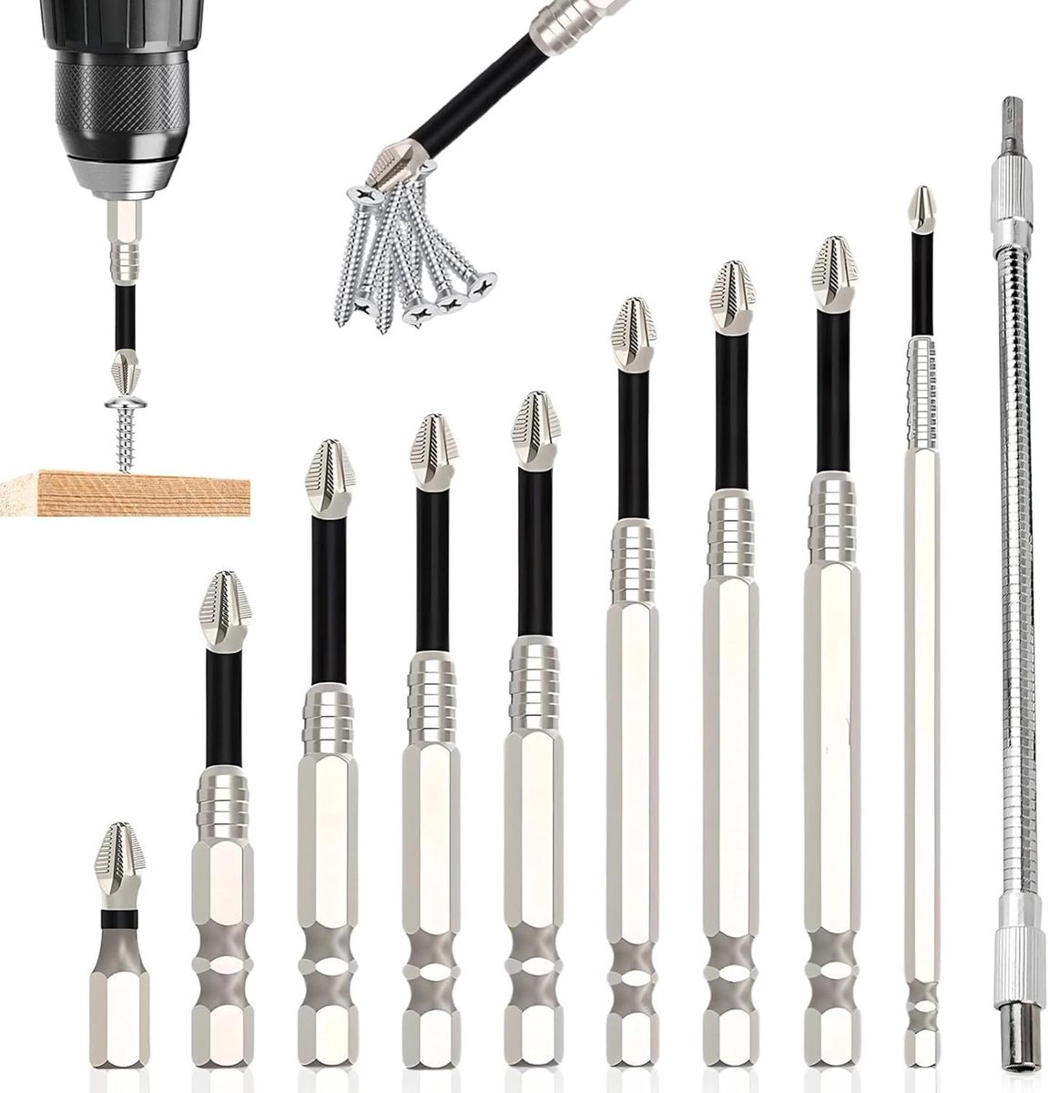 Precision Screwdriver Set, 10 Pieces, High-Magnetic Screwdriver Set with Highly Magnetic Extension Rod, Non-Slip - ShopVlot
