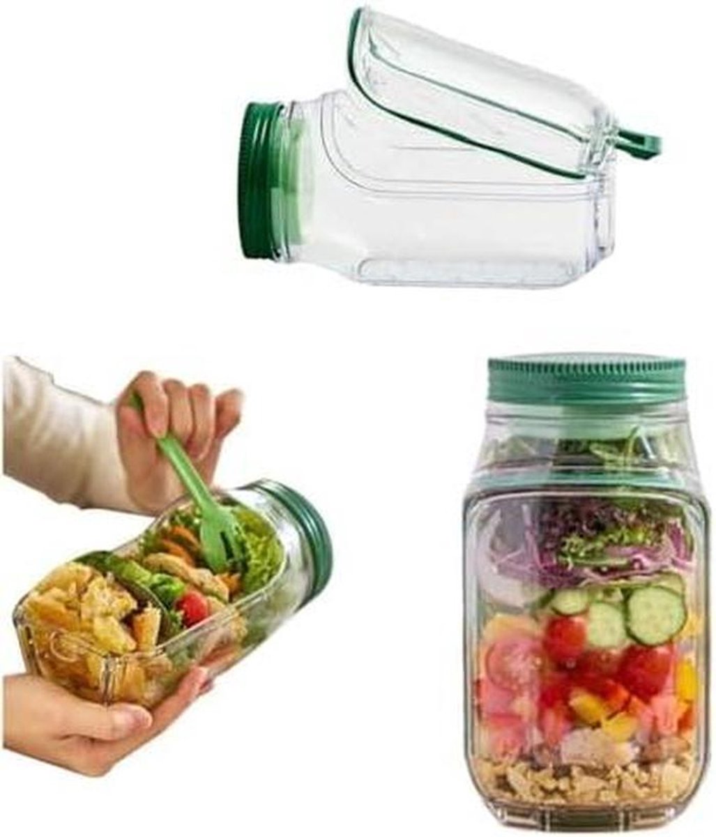 Salade Pot - Lunch Container - Verse Maaltijden - Lekvrij Dressing Vak - 1 Centiliter - Stijl-1