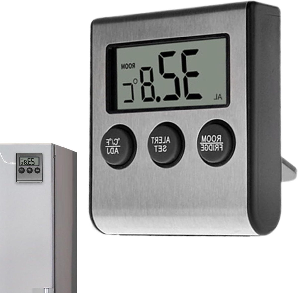 Koelkasttemperatuurweergave - Vriezer thermostaat - Voedselveiligheid bewaken - Intelligent alarm - 63 x 75 cm - Wit
