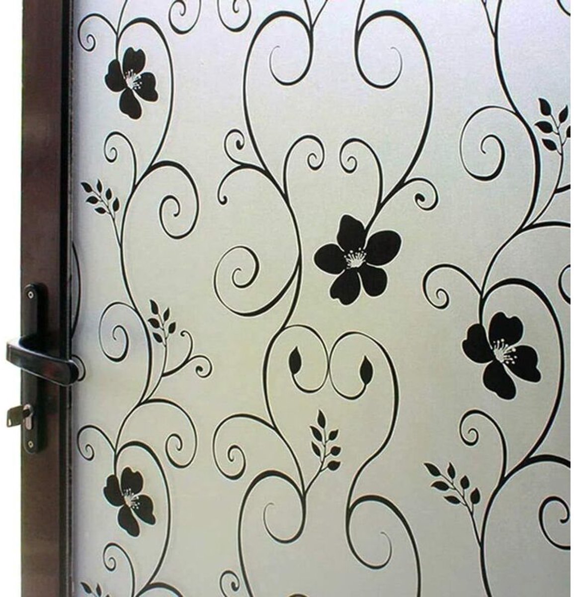 (Zwart patroon, 50 cm x 100 cm) Mat raamfoliegeschikt voor privacy - decoratieve sticker zonder lijm - anti-UV statische folie