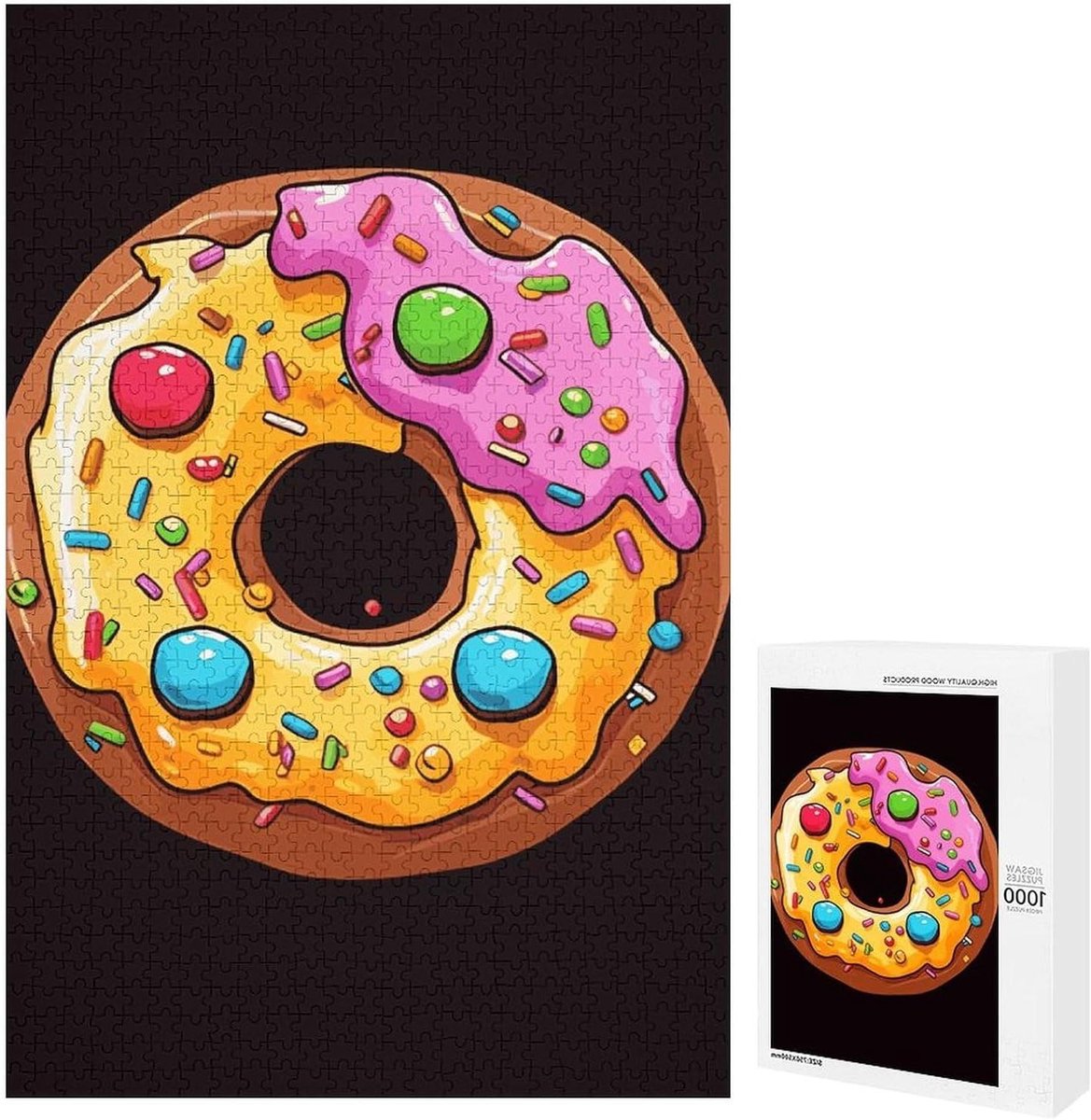 Houten Puzzel - Donut Puzzel Puzzelstukjes - Ontspanning en Geheugen - Gladde Nauwkeurige Pasvorm - 1000 Stukjes - Wit