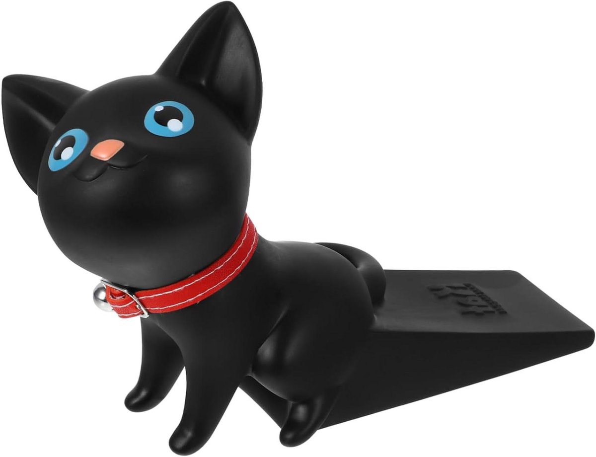 Deurstopper Kat - Deurwig - Deuren Open Houden - Unieke Kattenvorm - 16.5 cm - Zwart