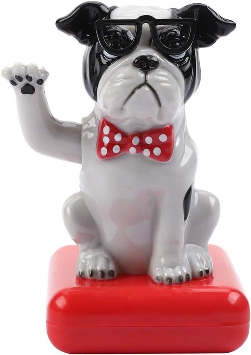 Zonnepaneel Hondje - Wapperende Arm - Decoratief Accessoire - Zonne-energie Gedreven - 6 x 7 x 10.5 cm - Meerdere Kleuren
