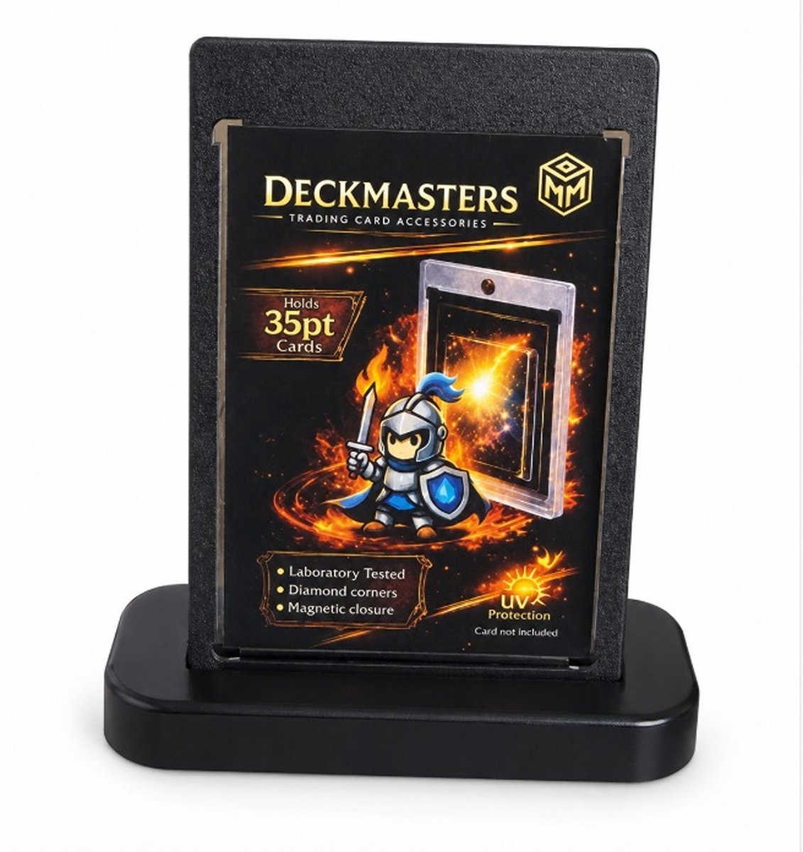 Deckmasters - Magnetische Kaarthouder met zwarte rand - Met zwarte ABS bijpassende standaard – magnetic card holder black border – geschikt voor afmetingen van standaard verzamel kaarten – geschikt voor TCG kaarten – kaarten houder