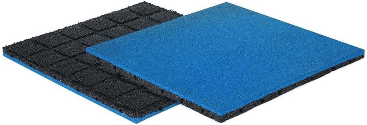 Rubberen Tegels - Veiligheidstegels Speelplaats - Valbescherming Buiten - Schokabsorberend Ontwerp - 50 x 50 cm - Blauw