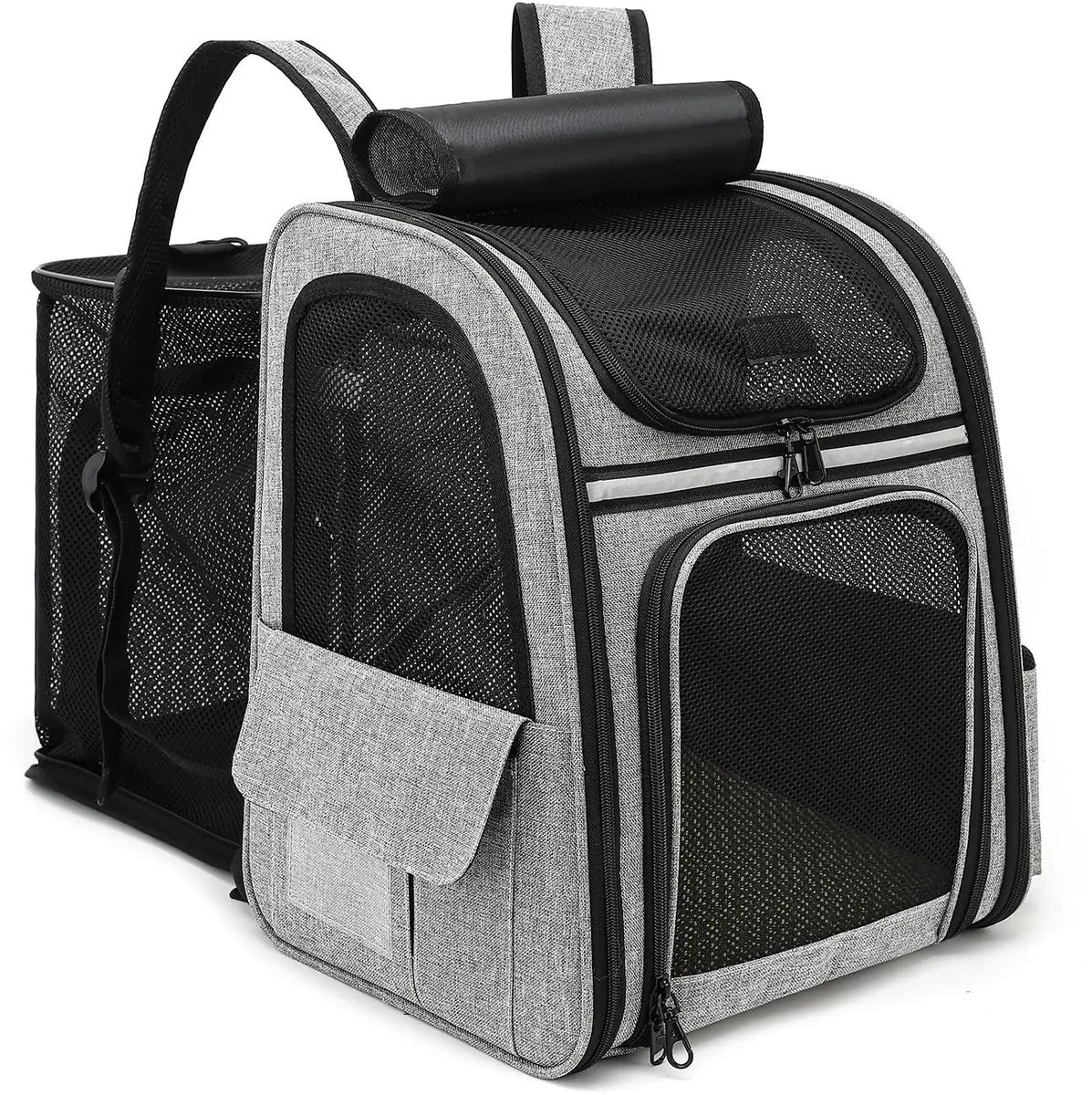 Geargalaxy Huisdierrugzak - Kattendraagtas - Hondendraagtas - Reistas voor Huisdieren - Voor Katten & Kleine Honden - 34x28x41cm - Grijs