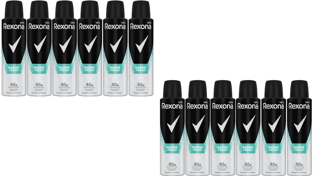 Rexona - Men - Deodorant Spray - Marine Fresh - Antiperspirant 48H - Grootverpakking - 12x 150ml