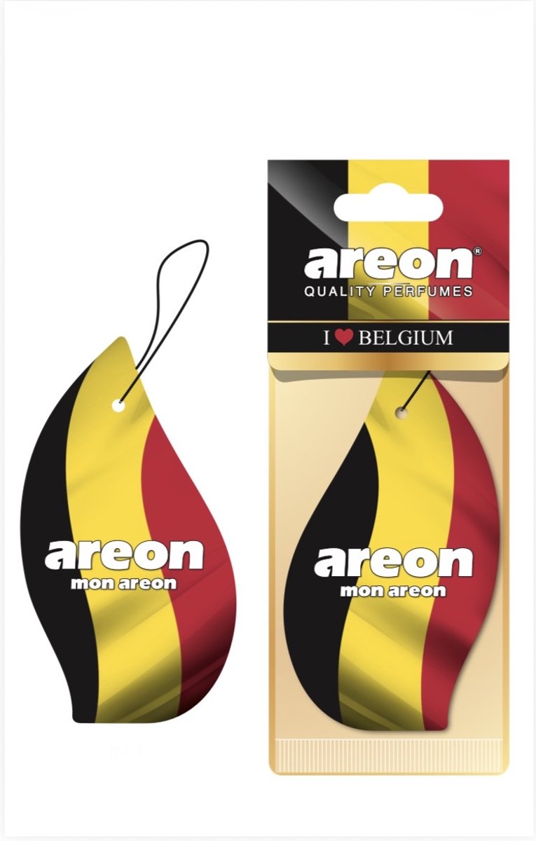 Areon Flag Belgium Black Crystal Autoparfum – Luxe Auto Luchtverfrisser met Belgische Vlag en Houtachtige Geur