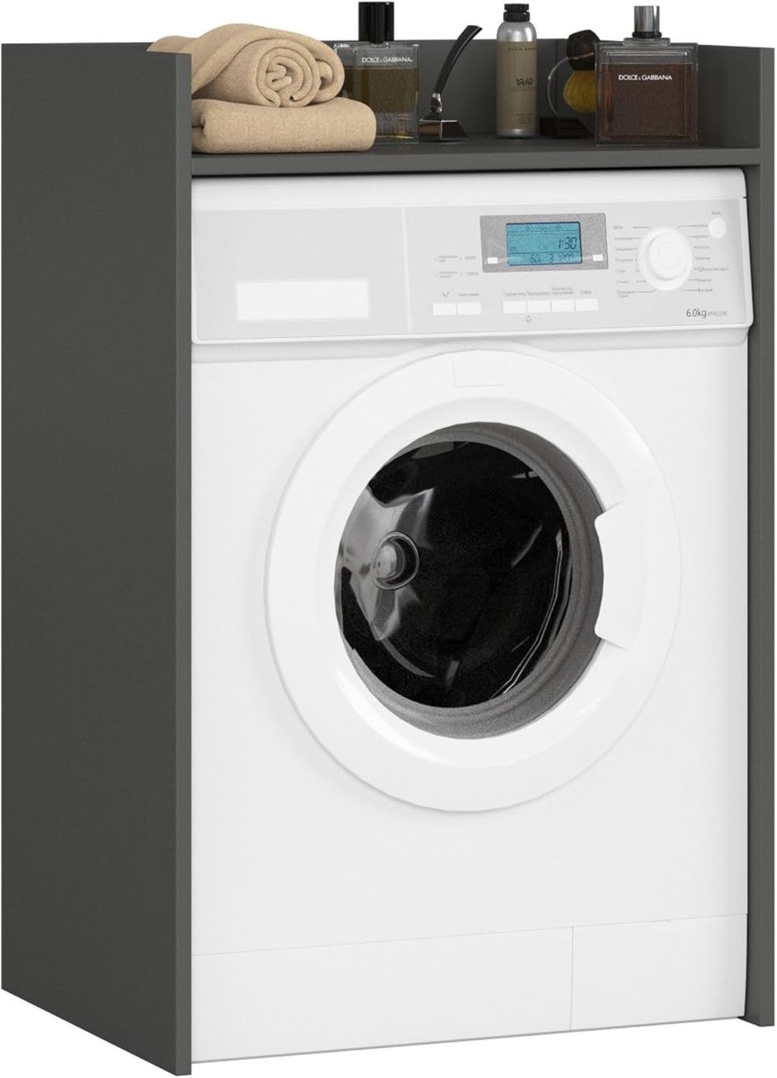 Wasmachinekast - Badkamerkast - Ruimte Besparen - Standaard Afmetingen - 64 cm - Grafietgrijs