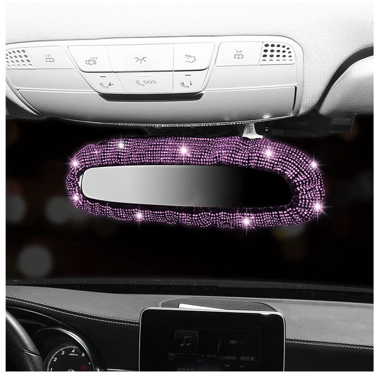 Dailygoods - Strass Achteruitkijkspiegel Afdekking voor Auto-interieurdecoratie