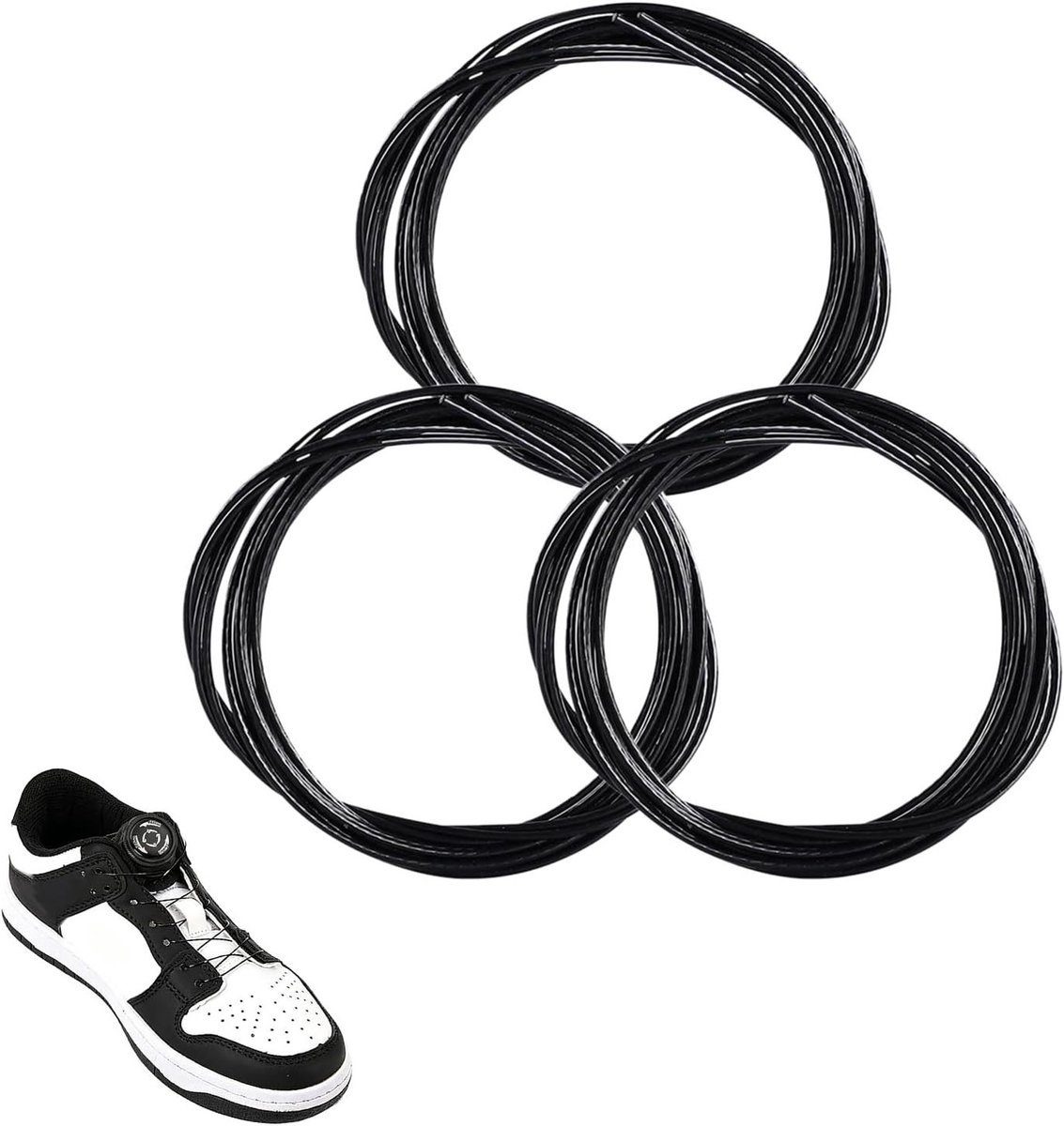Vervangende veters voor BOA-systeem, 100 cm, flexibele metalen draad, zwart, eenvoudig te monteren, roestvrij, duurzaam en veilig voor sportschoenen en wandelschoenen