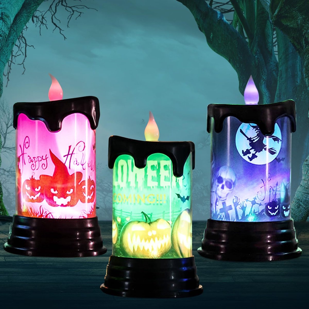 Dailygoods - 3 Stuks Halloween Decoratieve Kaarsen met LED Licht