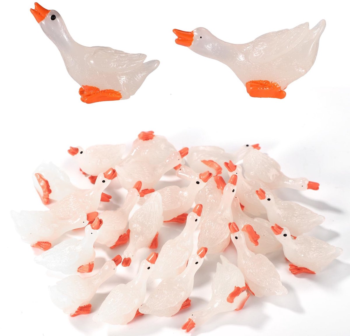 Dailygoods - Set van 24 Mini Ganzenbeelden Hars Decoratie