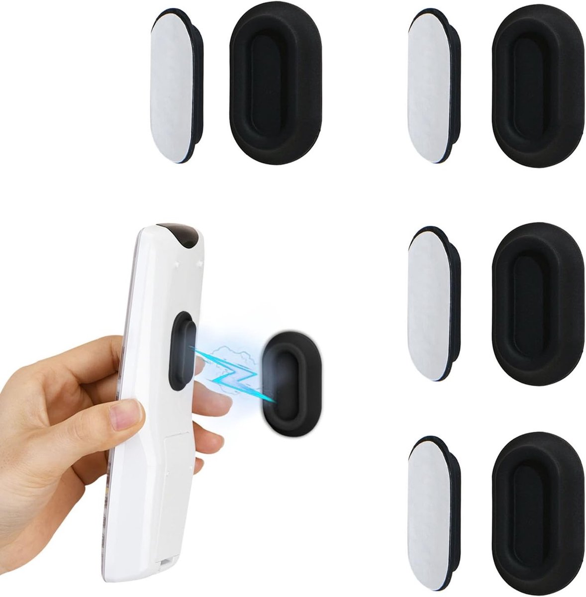 Magnetische Wandhouder voor Afstandsbedieningen - 4 Stuks Zelfklevende Organizer voor Airco en TV, Opbergtray voor Achterkant van Televisies - Zwart