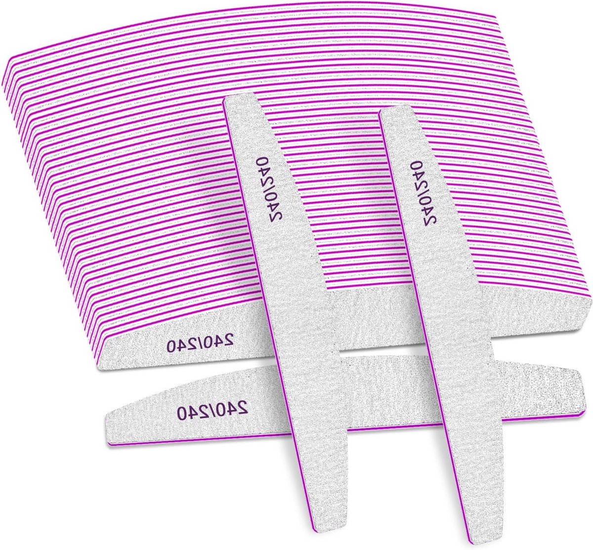 Professionele Vijlenset voor Natuurlijke Nagels - 25 Dubbelzijdige Vijlens voor Nagels, Perfect voor Nagelsalon en Thuisgebruik, 240/240 Grit