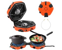 Novari – Kampeer kooktoestel – Gasfornuis – Camping fornuis – Gasstel – Kookstel gas camping – Opvouwbaar – Dubbele branders