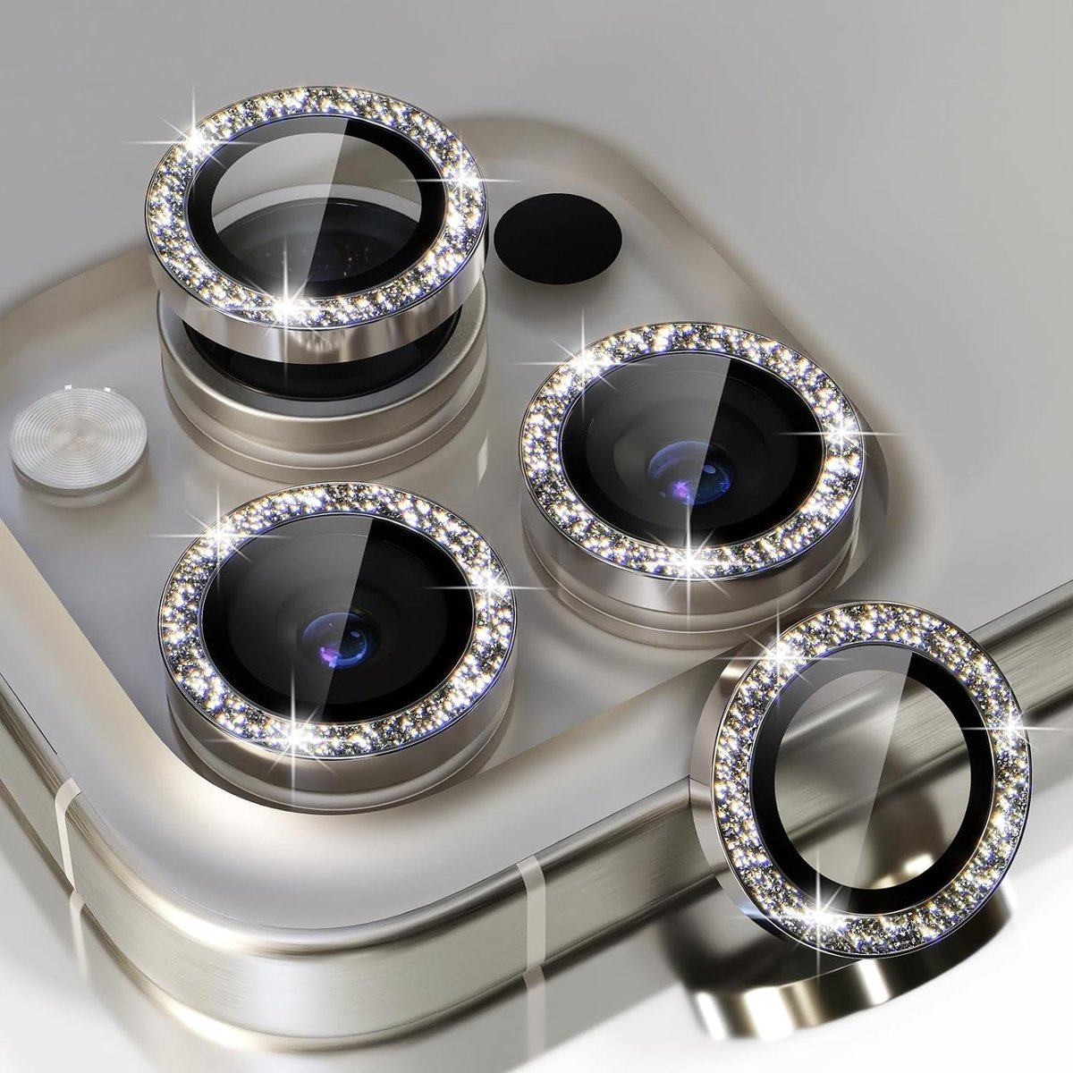 Dailygoody - Camerabescherming - Bling cameralens - Gehard glas - Strass - Perfecte pasvorm voor iPhone 16 Pro Max en Pro - 3 stuks