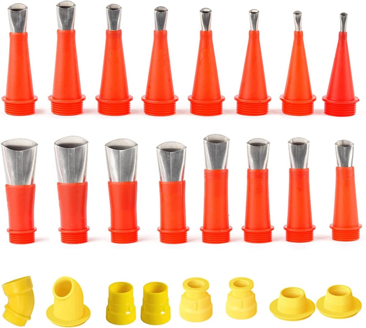 Complete Sealing Kit met 24 Stukken - RVS Applicator Nozzles voor Keuken, Badkamer en Vensters, Inclusief 16 Nozzles en 8 Bases