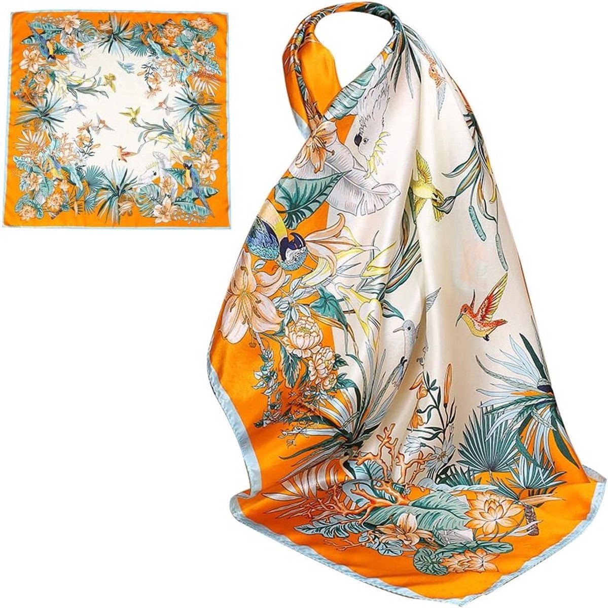 100% Natuurlijke Moerbeizijde 26x26 Inch Zijden Sjaal met Grafische Print voor Vrouwen - Luxe, Zacht en Ademend Accessoire