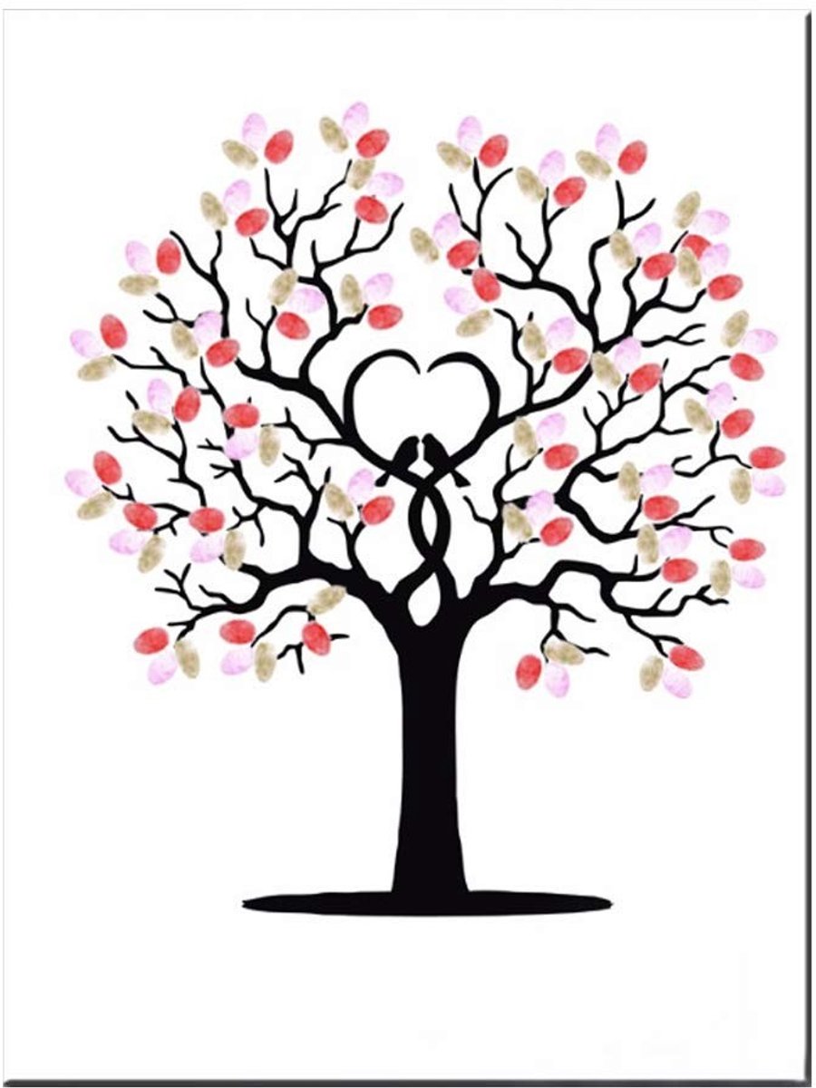 Dailygoods - Dailygoody - DIY Huwelijksvingerafdrukboom - Gastenboek Poster - Canvas met Inkt - 30x40cm - Liefdesboom - Perfect voor Bruiloften en Verjaardagen