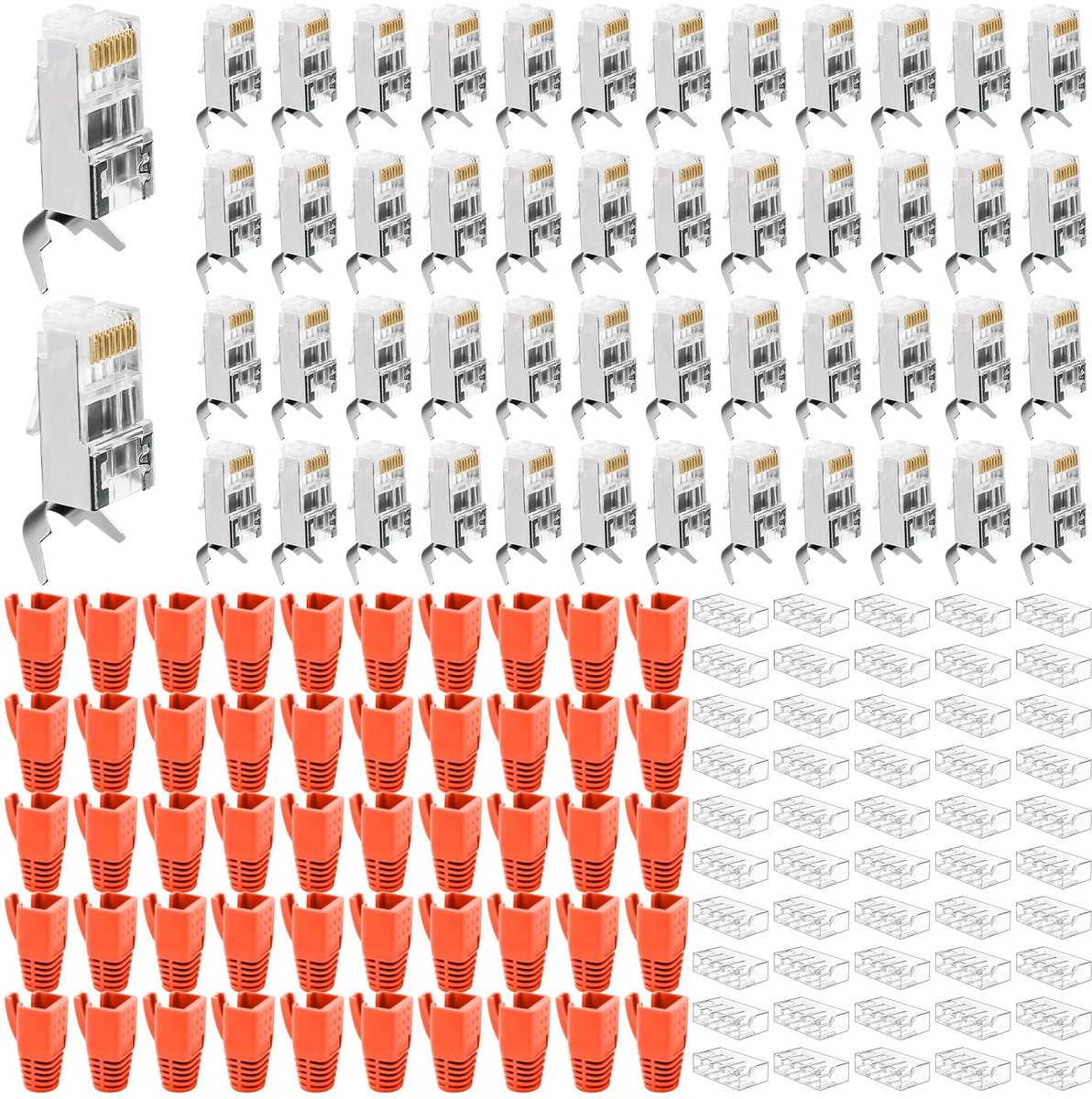 Dailygoods - Dailygoody - RJ45 Plug Cat 7 - Set van 50 Stuks - 10 Gbps Ethernet Connectoren - Afscherming voor Betrouwbare Verbinding - Ideaal voor Netwerkinstalla