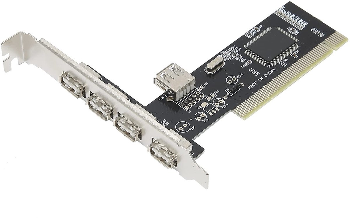 Dailygoods - Dailygoody - PCI Naar USB-Uitbreidingskaart - 4-Poorts USB 2.0 Hubadapter - Zwart - USB 2.0 Hubcontroller - 480 Mb/s - Voor Desktop - Geschikt voor Co..