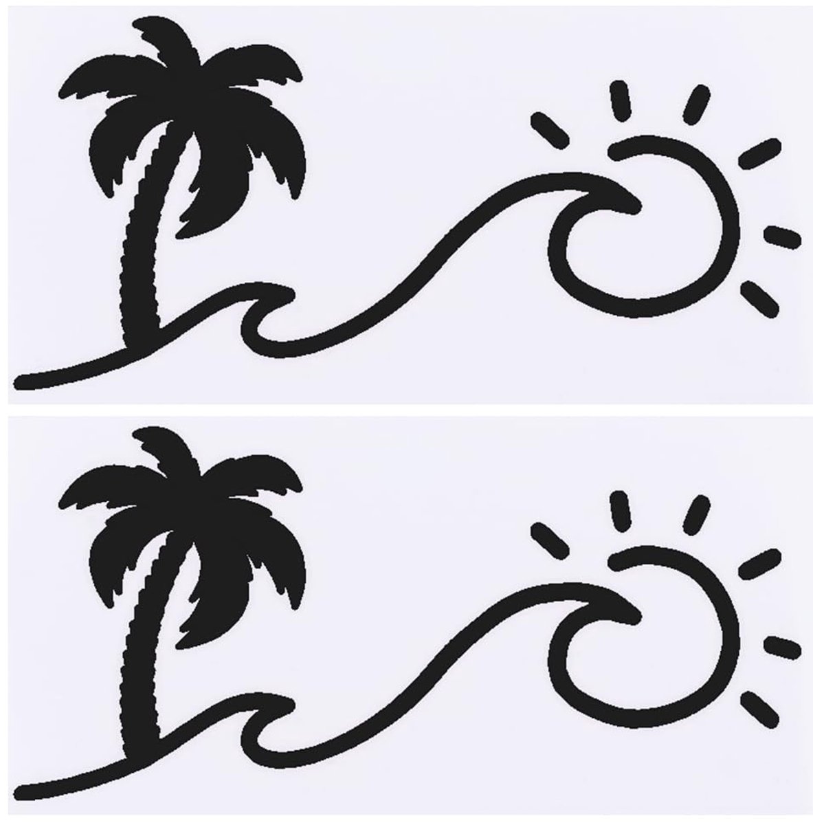Dailygoods - Dailygoody - Zonsondergang Graphics - Waterdichte Stickers - Auto Decoratie - Palmboom en Zon - Perfect voor Laptop en Muur - 4 Vellen