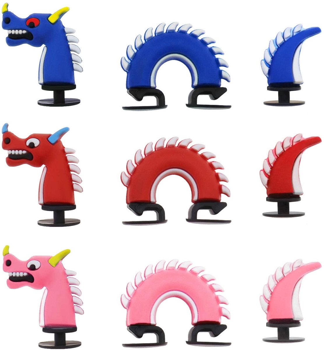 Dailygoods - Dailygoody - 3D Draak Schoenhangers - Schoendecoratie - PVC - Roze Rood Blauw - Creatieve Schoenaccessoires - Geschikt voor Jongens Meisjes
