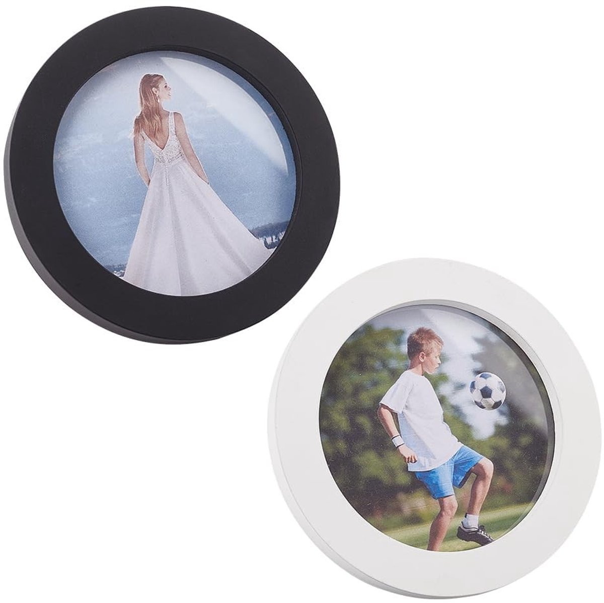 Dailygoods - Dailygoody - Ronde Houten Fotolijst - Wanddecoratie - Zwart en Wit - Fotolijsten voor Thuis - Persoonlijke Herinneringen - Geschikt voor Diverse Geleg...