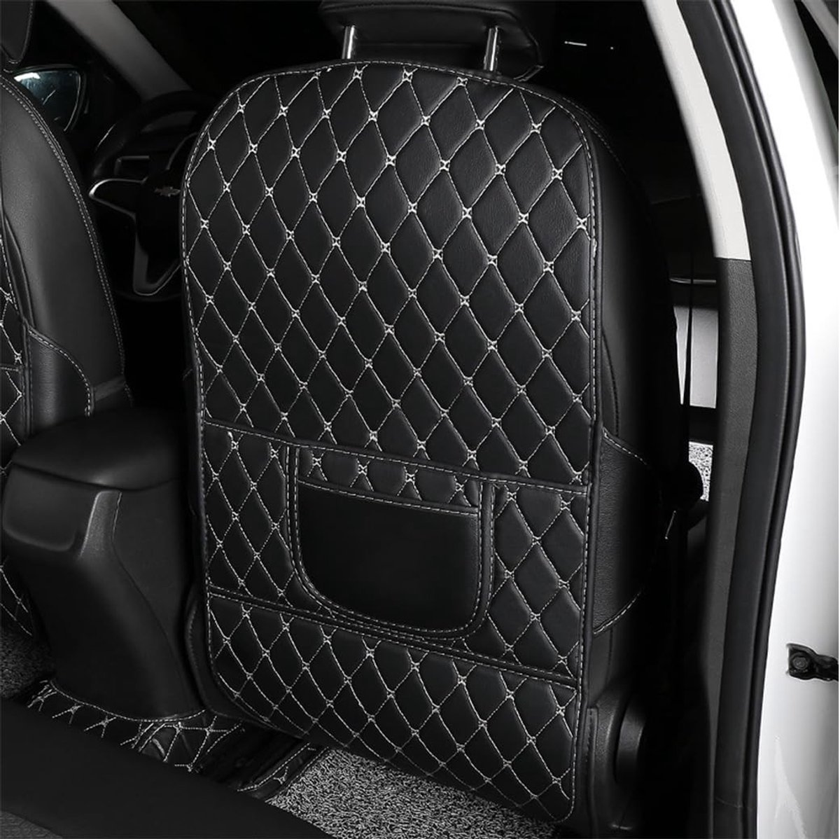 Dailygoods - Dailygoody - Rugleuningbeschermers - Autostoelbeschermer - Zwart - Lederen - Bescherming tegen vuil - Geschikt voor auto - Universele maat