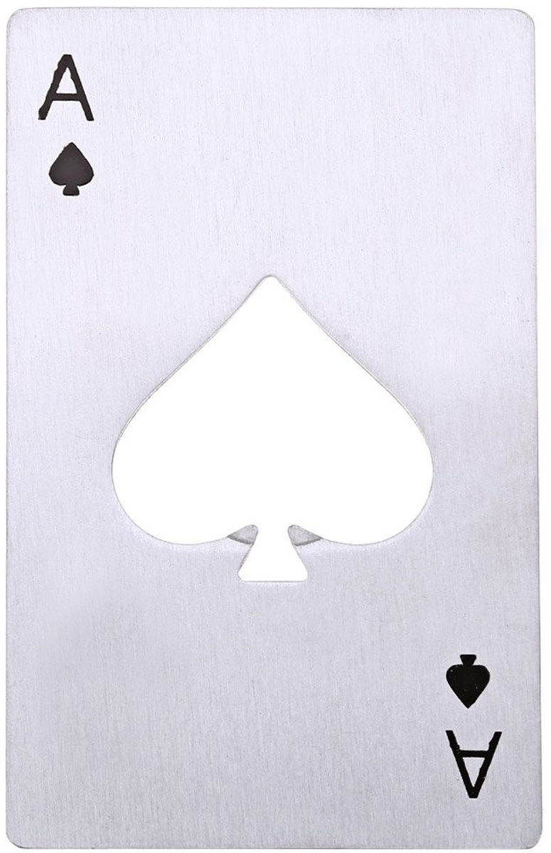 Dailygoods - Dailygoody - Ace of Spades Flesopener - Roestvrijstalen Dopopener - Slank en Handzaam - Zilver - Ideaal voor Cadeaus - Perfect voor Reis en Thuis