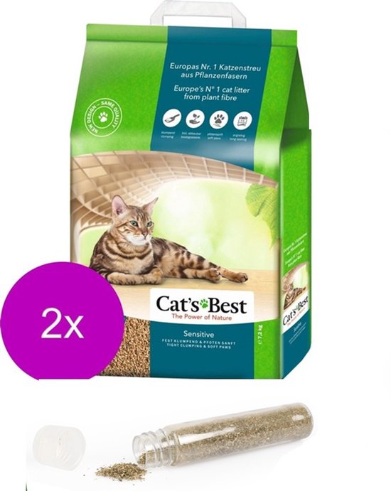 Cat's Best Sensitive - Kattenbakvulling - 2 x 20 l incl catnip