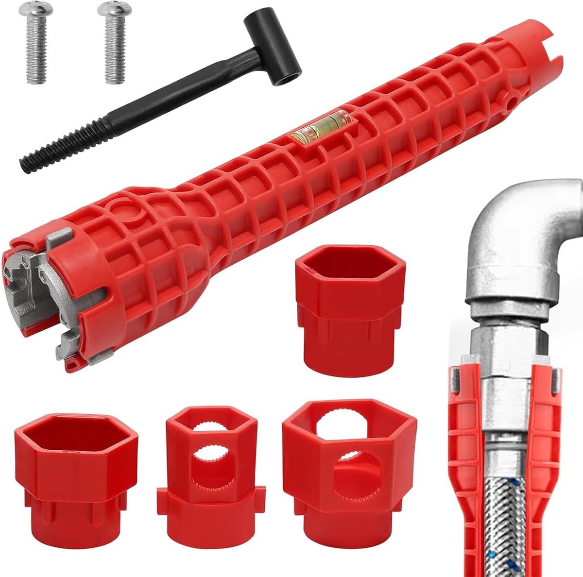 Multifunctionele Kraanmoersleutel Set voor Waterkranen, Ideaal voor Keuken en Badkamer, 14-in-1 Gereedschap voor Eenvoudige Montage en Ontmanteling