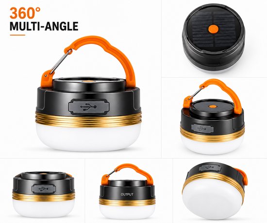 Campinglamp LED oplaadbaar USB-C- Tentlamp - Solar Powerbank - kampeerlamp Buitenlamp — afbeelding 2