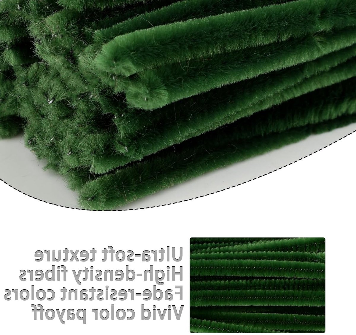Set van 200 groene pijpenragers van 30 cm - Chenille draad voor decoraties, creatief knutselen en DIY-projecten met bloemen en vormen