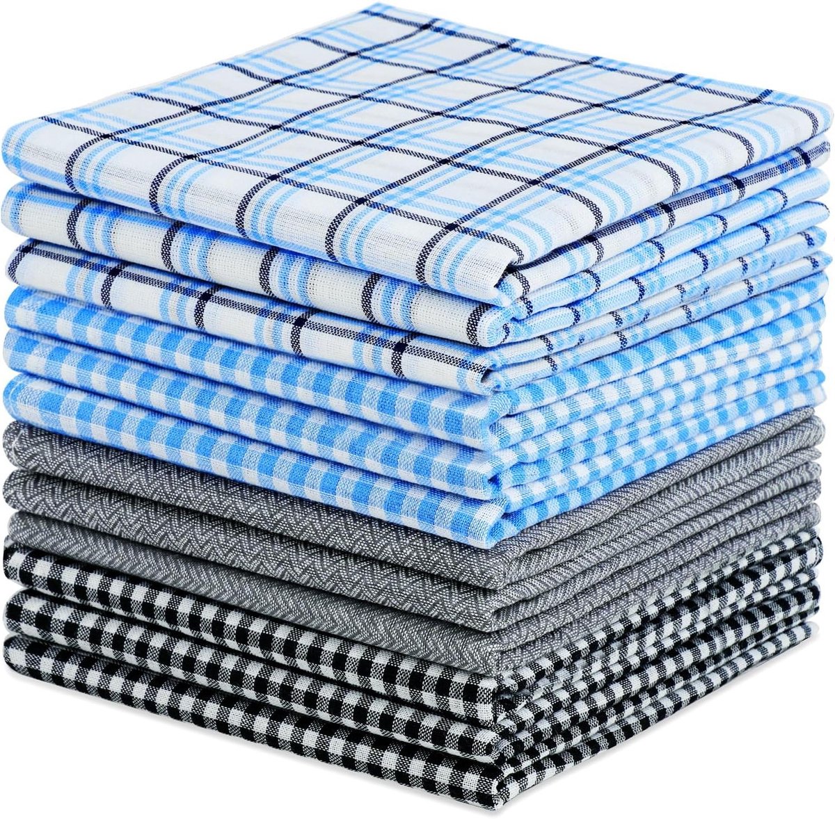 Set van 12 Stuks Herensquare Zakdoeken van Zacht Katoen - Grote 40x40 cm Handkerchiefs voor Bruiloften, Avonden en Zaken met Streepdesign