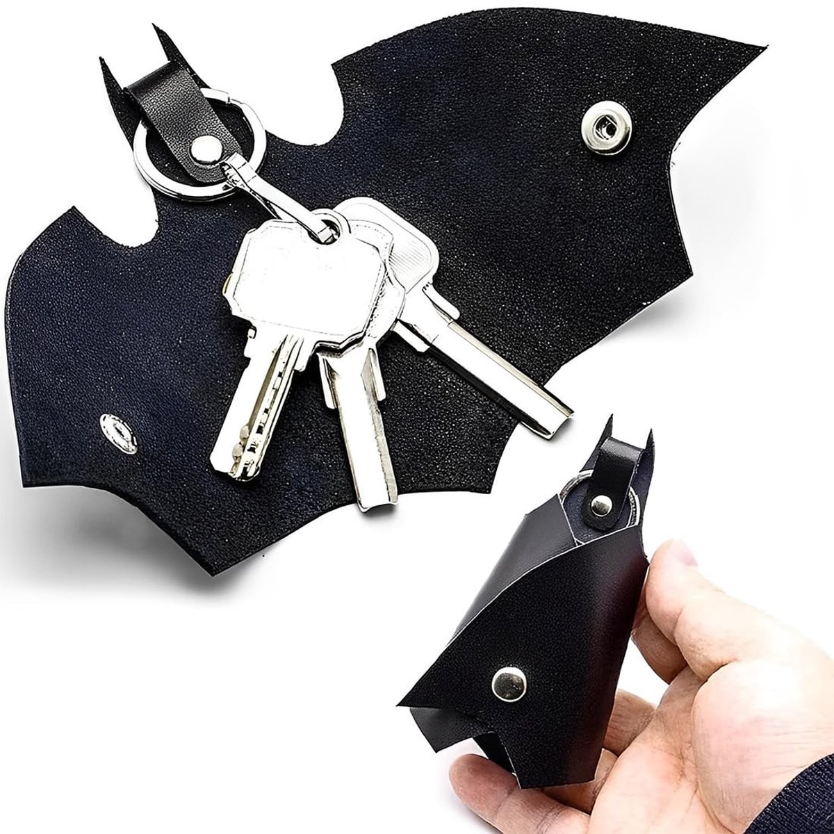 Dailygoods - Dailygoody - Sleutelhanger met diermotief - Sleutelhanger voor autosleutels - Duurzaam PU-leer - Zwart - Bescherm je sleutels - Ideaal voor dagelijks ...