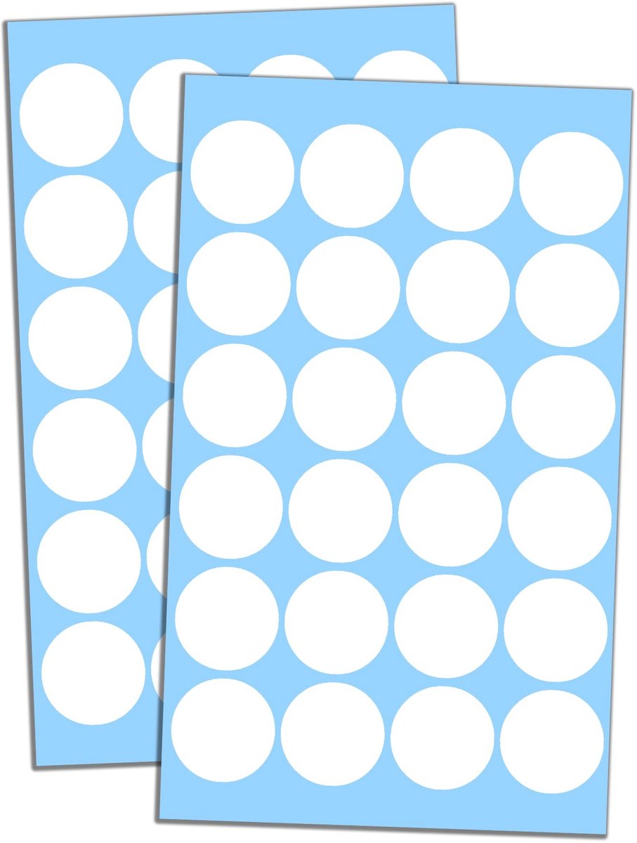 Dailygoods - Dailygoody - 1200 Stuks - Stickers - Puntstickers - Wit - Zelfklevend - Geschikt voor papier en plastic - 25 mm
