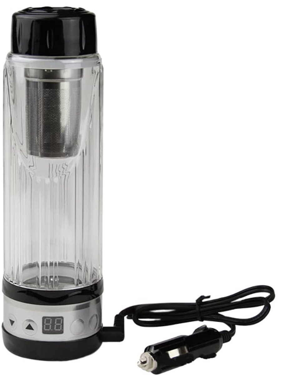 Dailygoods - Dailygoody - Elektrische waterkoker voor auto - Reistheekop - Compact en handig - 420 ml - Warmwaterbeker - Ideaal voor onderweg - Kunststof en glas
