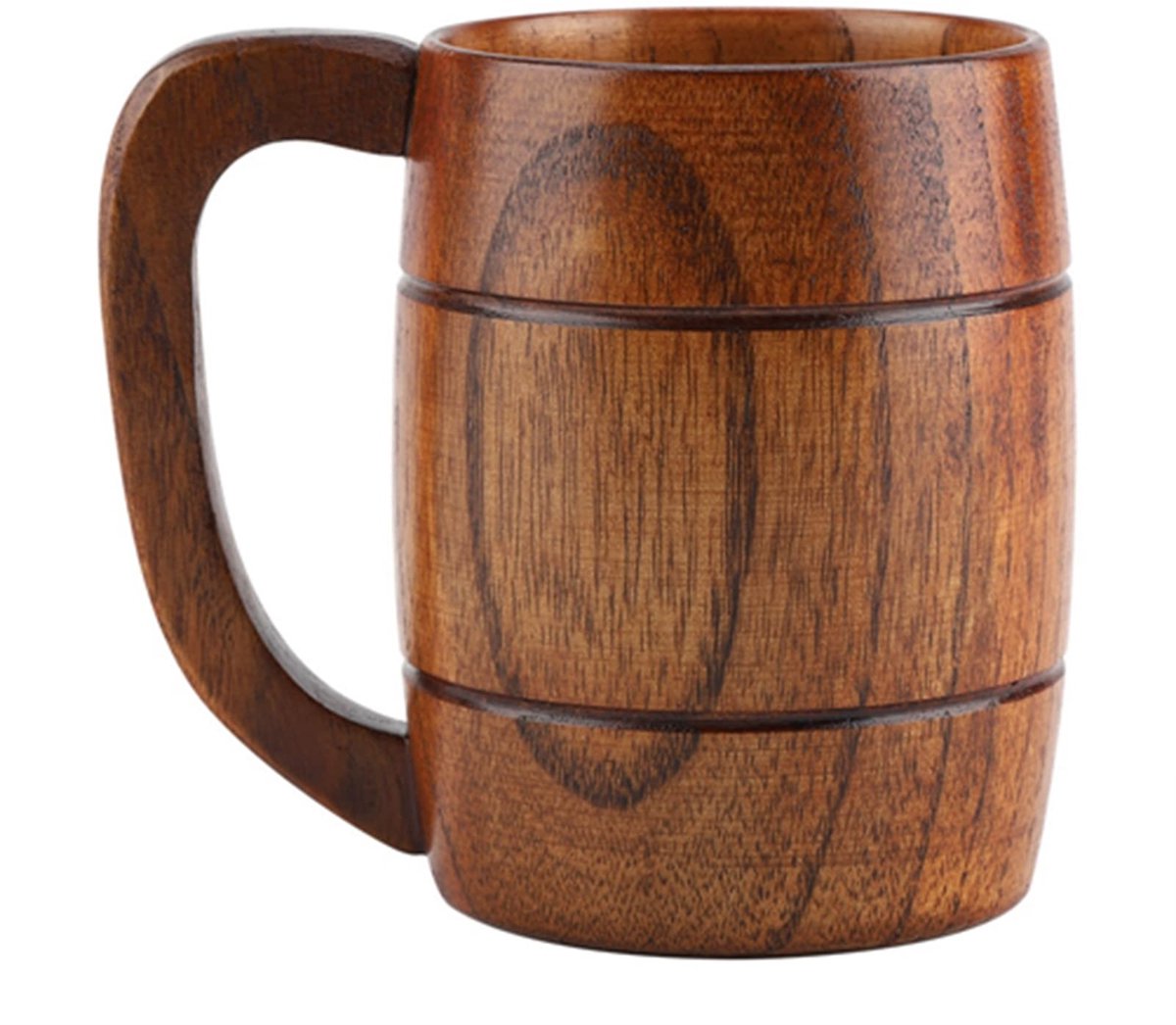 Dailygoods - Dailygoody - Houten Bierbeker - Grote Capaciteit - Retro Design - Bruin - Multifunctioneel - Ideaal voor Warme en Koude Dranken