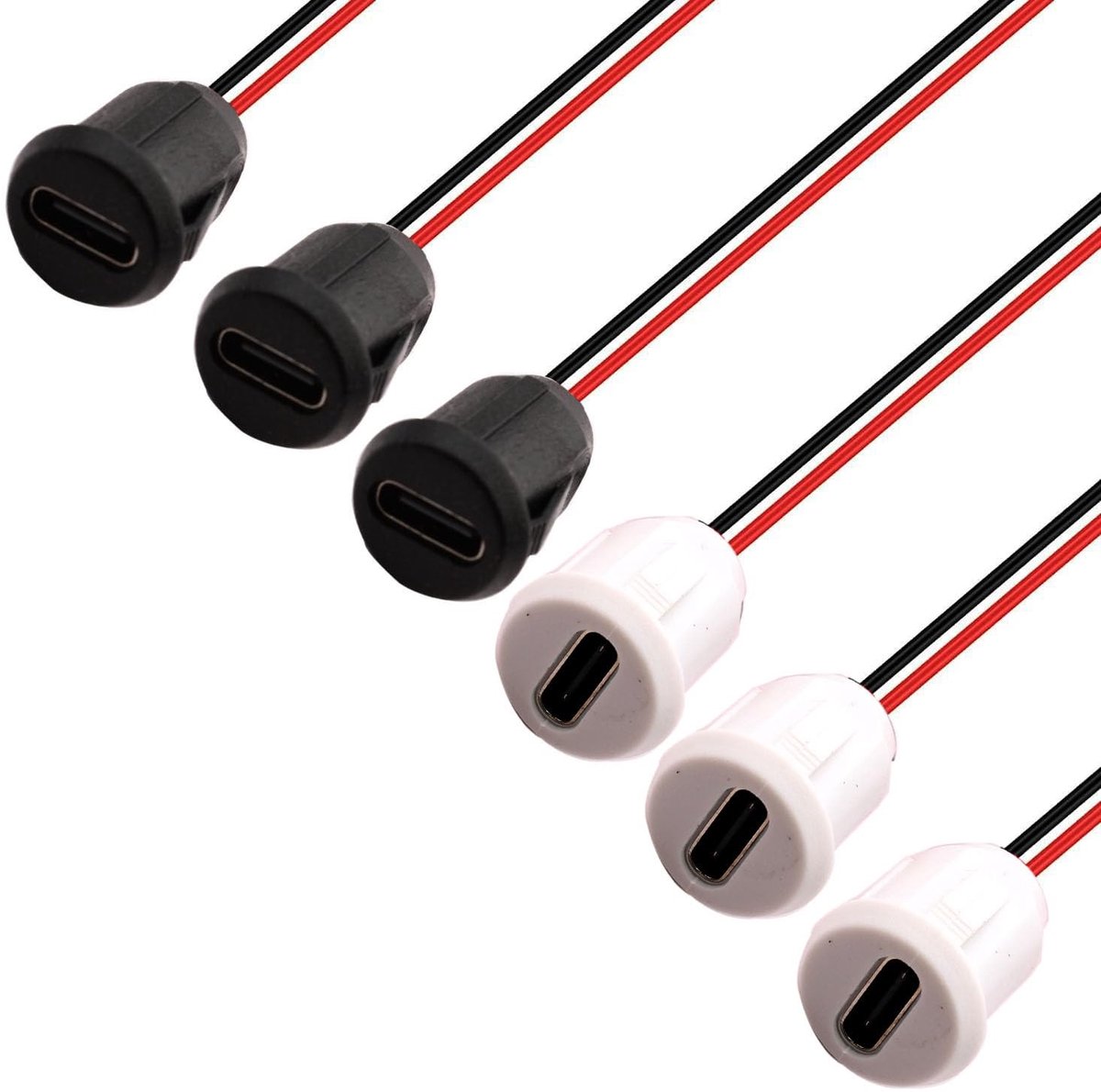Dailygoody - 6x USB-C Flush Socket Set - 2-Pin Panel Connector met Snappnut - Snelle Oplader