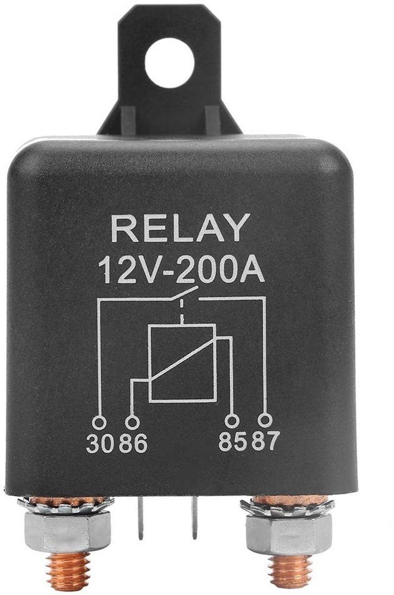 Dailygoody - Battery Separation Relay - 12V 200A - Automatische aan/uit schakelaar - Hoogwaardig - Betrouwbare werking - Ideaal voor voertuigen - 4 po