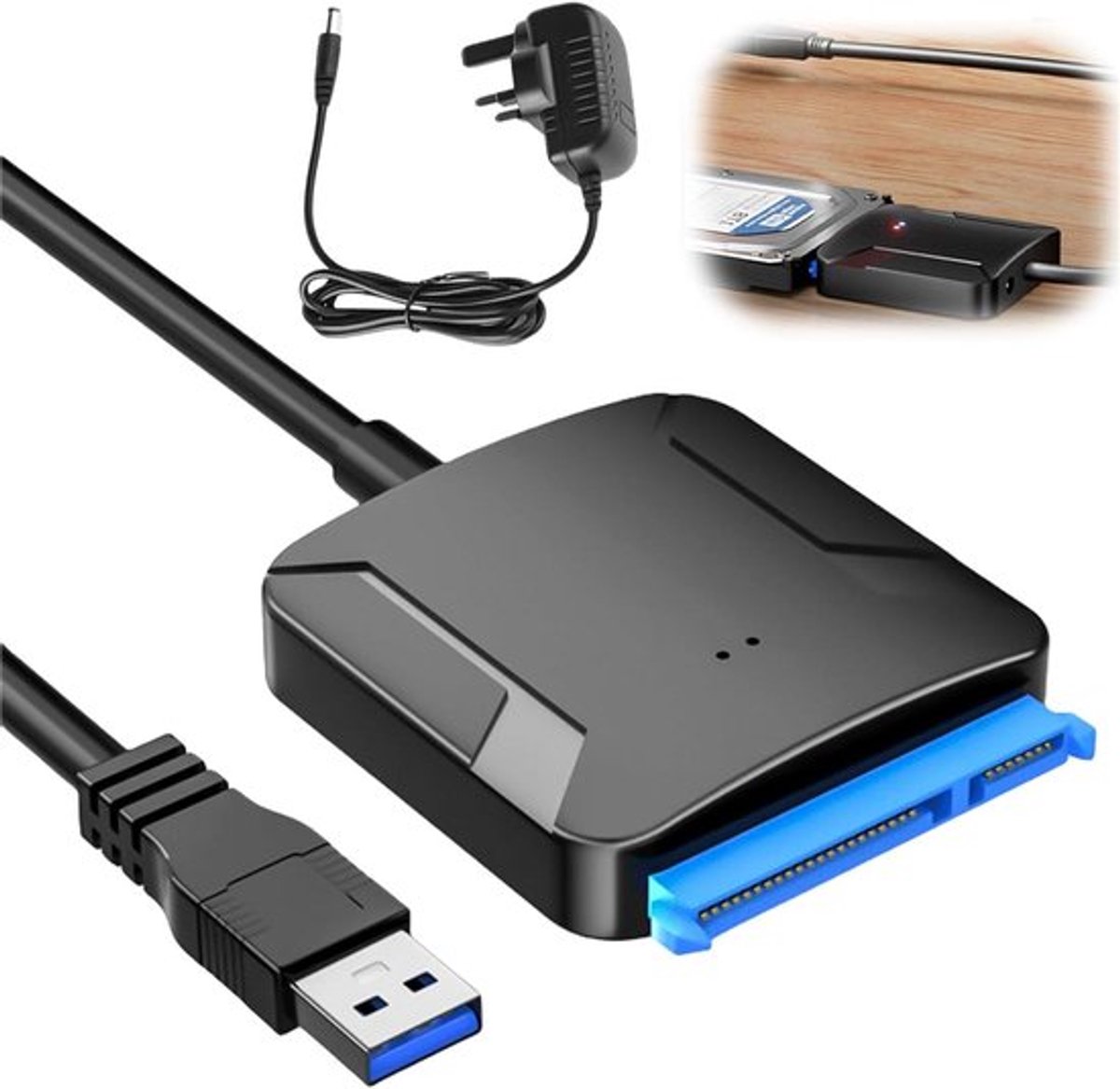 USB 3.0 naar SATA adapter voor HDD/SSD - 12 V/2 A voedingsadapter