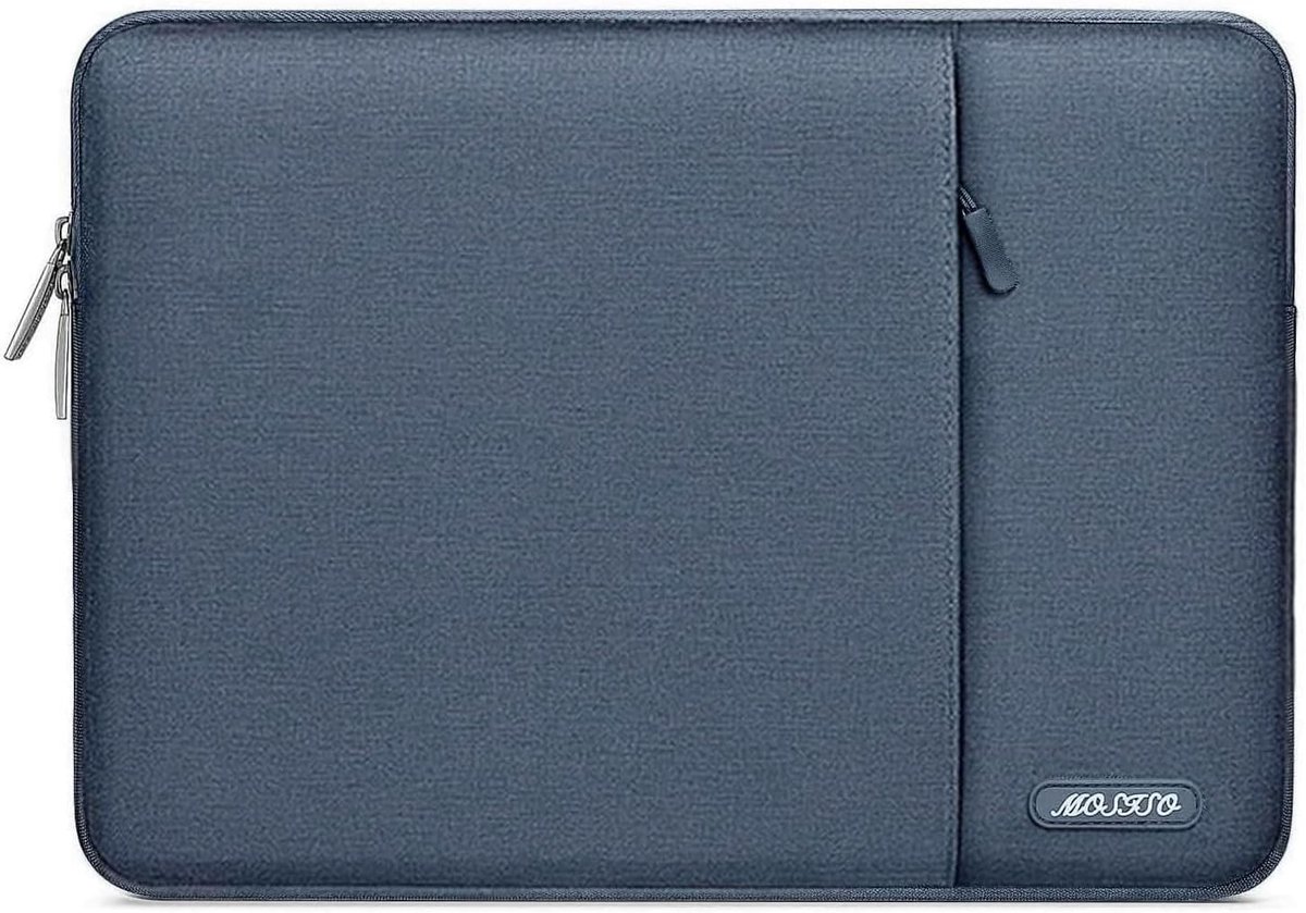 MOSISO Laptophoes tas 16 inch, 15-15,6 inch laptoptas, compatibel met MacBook Pro 16" M5 M4 M3 M2 M1, Lenovo HP Acer Dell ASUS, polyester verticale laptophoes met voorvak, Haze blauw