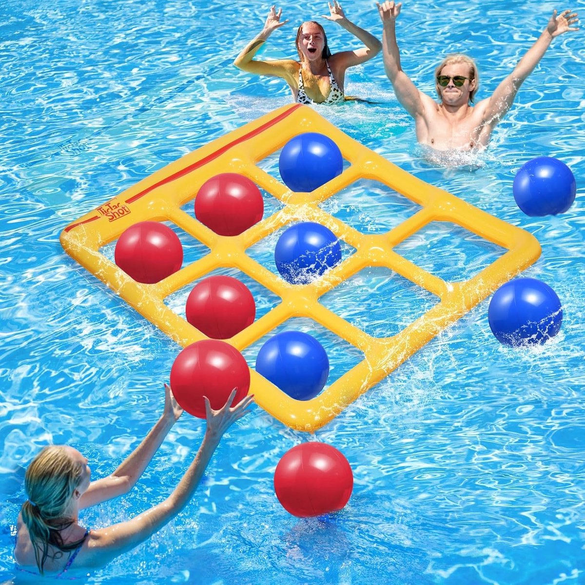 Zwembadspelset - Opblaasbaar boter-kaas-en-eieren-spel met 10 ballen - voor volwassenen, tieners en kinderen (2-10 spelers)