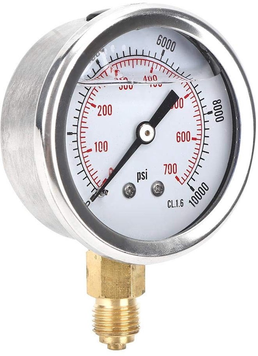 Dailygoods - Dailygoody - Radiale manometer - Oliegevulde vacuümmeter - 2,7 inch formaat - 0-700 bar - 0-10000 psi - Geschikt voor professioneel gebruik - Hoo
