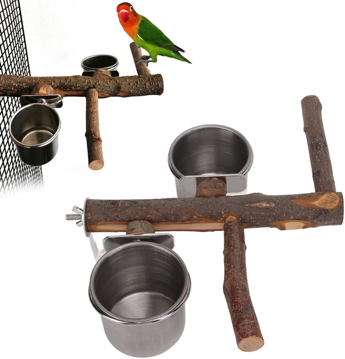 Dailygoods - Houten Vogelvoederbak met Roestvrijstalen Voederbakken