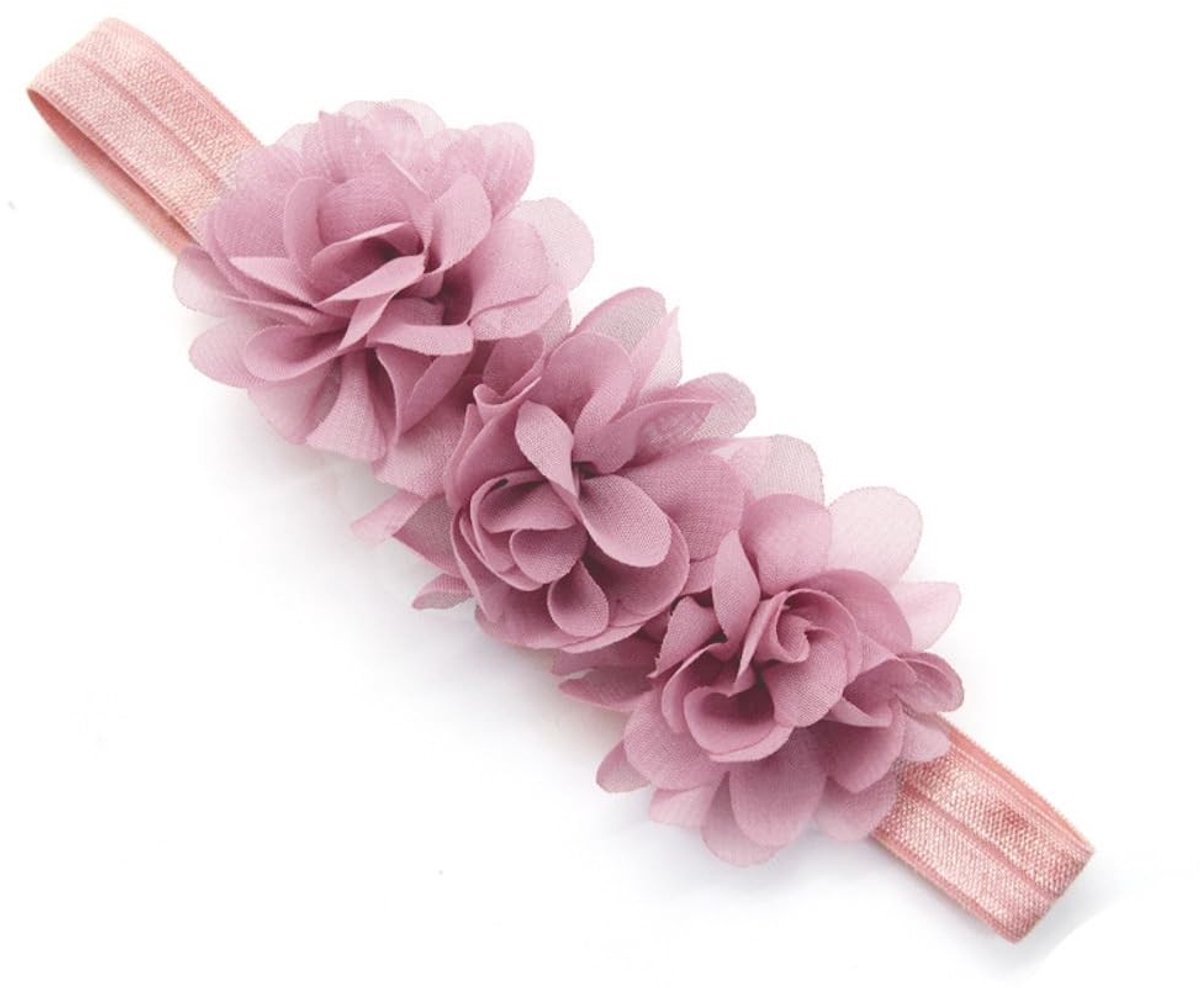 Dailygoods - Set van 2 Babyhaarbanden met Bloemen in Oudroze